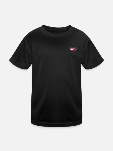 Austria Liechtenstein Flag Heart - Kids Functional T-Shirt - black - Front