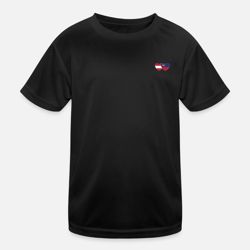 Austria Liechtenstein Flag Heart Kids Functional T-Shirt