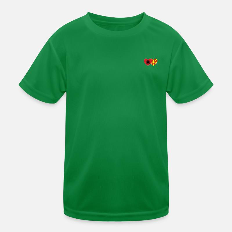 Albanie Macédoine Drapeau Coeur T-shirt sport Enfant