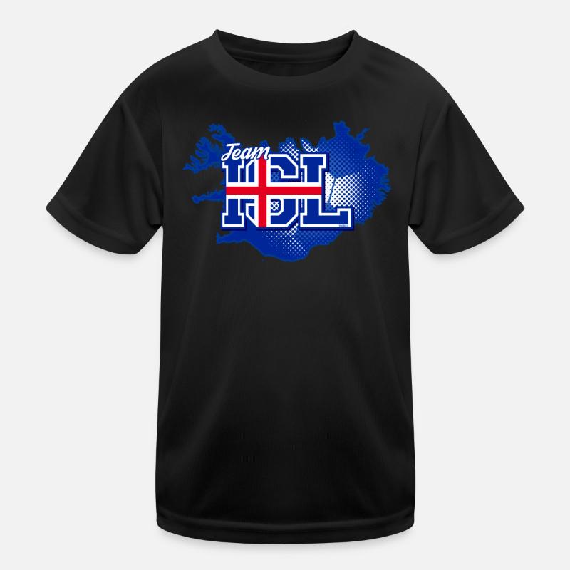 Team ISL Map Iceland with Ball Pattern Kids Functional T-Shirt