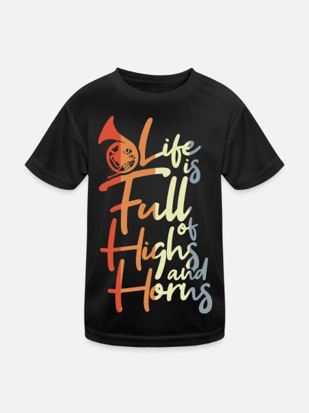 Life Is Full of Highs and Horns - Kinder Funktions-T-Shirt - Schwarz - Vorne