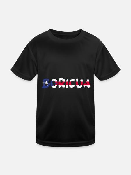 Puerto Rico | Puerto Ricaner Flagge Geschenkideen - Kinder Funktions-T-Shirt - Schwarz - Vorne