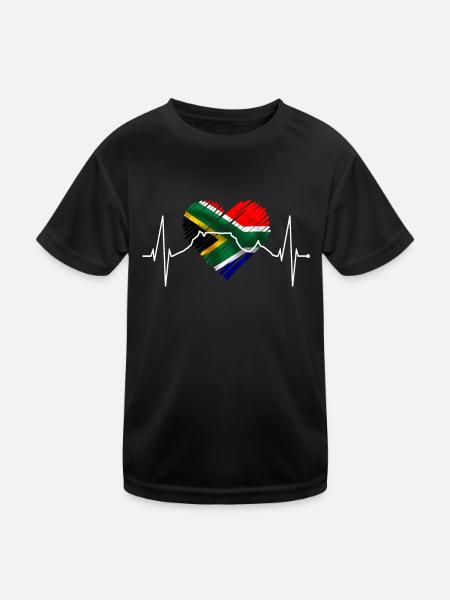 Kapstadt Skyline Herz Südafrika Flagge Tafelberg - Kinder Funktions-T-Shirt - Schwarz - Vorne