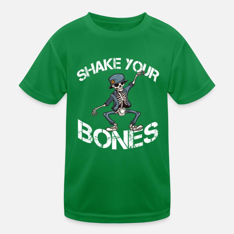 Shake your Bones skeleton saying Lusitg Kids Functional T-Shirt