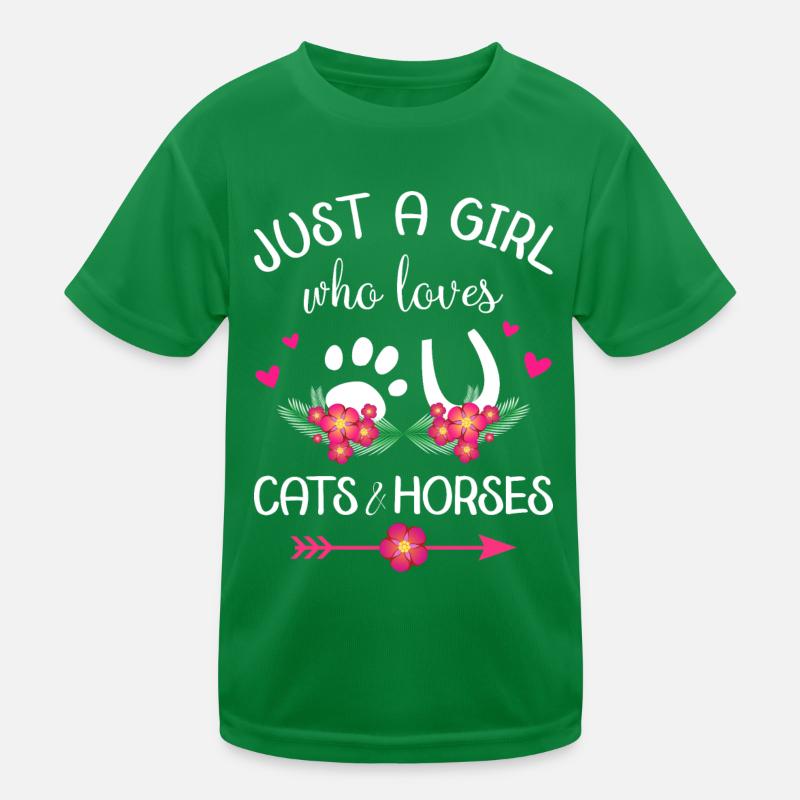 Nur ein Mädchen, das Katzen und Pferde liebt Kinder Funktions-T-Shirt