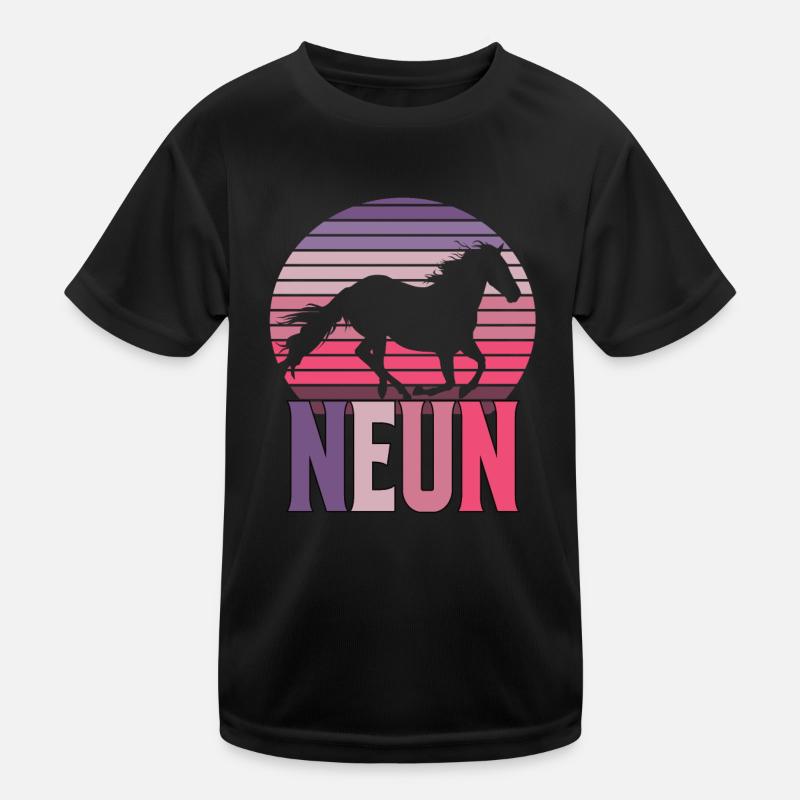 9. Geburtstag Mädchen Pferd Geschenkidee Kinder Funktions-T-Shirt