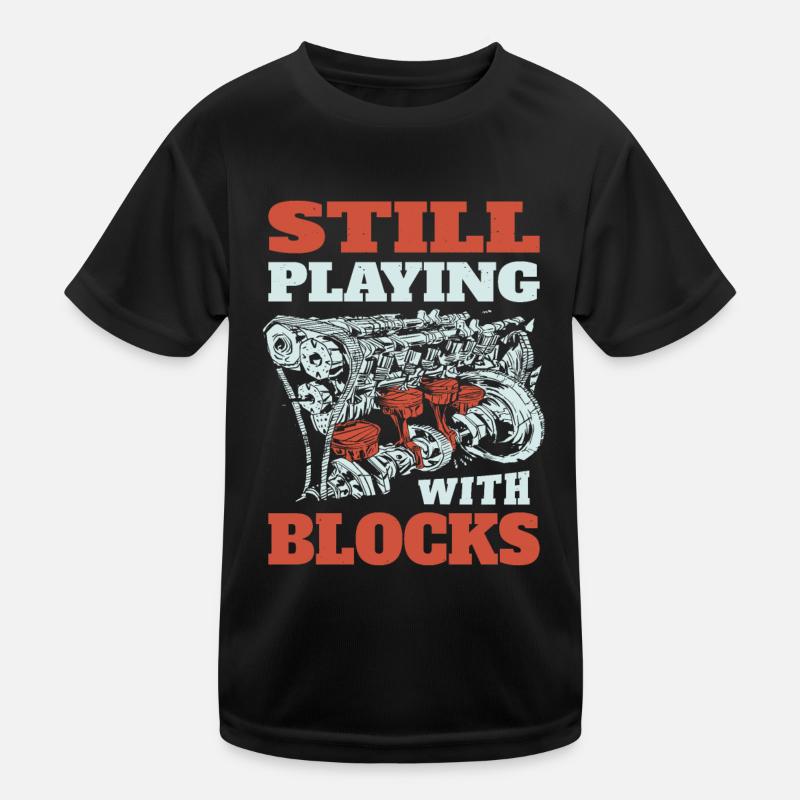 Still playing with blocks, Mechanics Engine Block Kids Functional T-Shirt