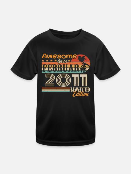 Geburtstag Vintage Geschenkidee Februar 2011 - Kinder Funktions-T-Shirt - Schwarz - Vorne
