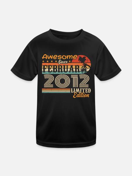 Geburtstag Vintage Geschenkidee Februar 2012 - Kinder Funktions-T-Shirt - Schwarz - Vorne
