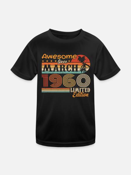 März 1960 Jahrgang 1960 Retro Geburtstagsgeschenk - Kinder Funktions-T-Shirt - Schwarz - Vorne