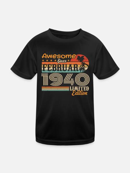 Geburtstag Vintage Geschenkidee Februar 1940 - Kinder Funktions-T-Shirt - Schwarz - Vorne