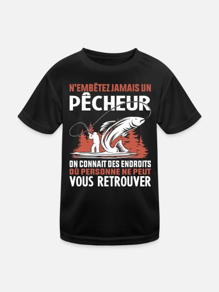 Chemise de pêcheur Papa pêcheur cadeau pêcheur - T-shirt sport Enfant - noir - Devant