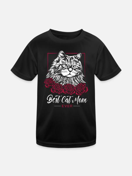 Best Cat Mom Ever - Cadeau pour les amoureux des chats - T-shirt sport Enfant - noir - Devant