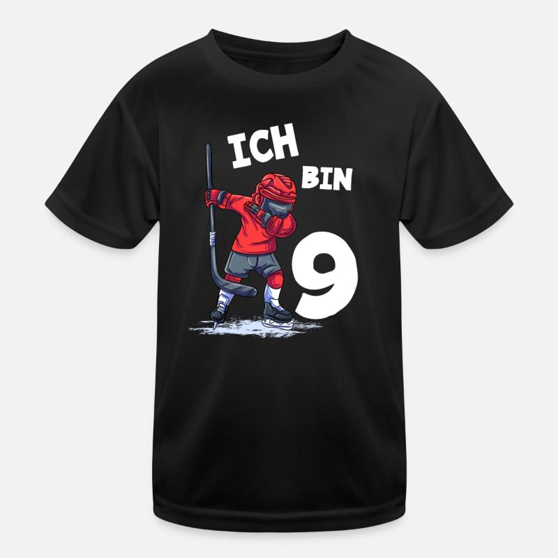 Ich bin 9 Jahre Eishockey 9. Geburtstag Kinder Funktions-T-Shirt