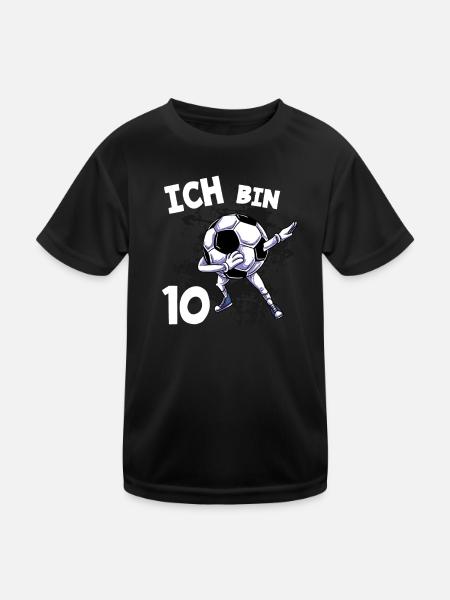 Ich bin 10 Jahre Fußball 10. Geburtstag - Kinder Funktions-T-Shirt - Schwarz - Vorne