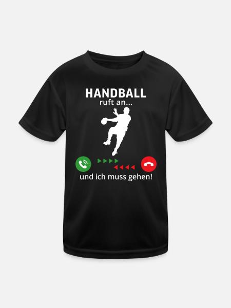 handball ruft an und ich muss gehen - Kinder Funktions-T-Shirt - Schwarz - Vorne