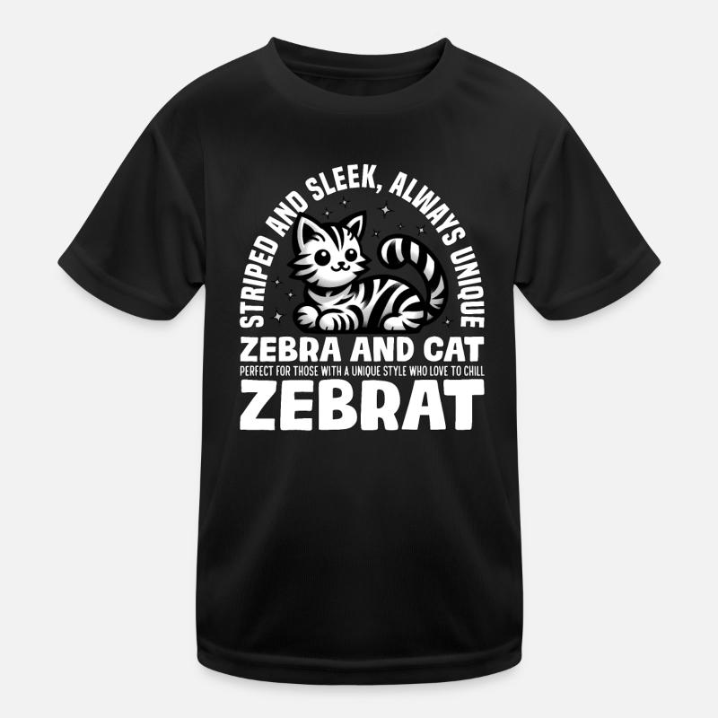 STRIPED AND SLEEK ALWAYS UNIQUE - ZEBRA AND CAT Kids Functional T-Shirt