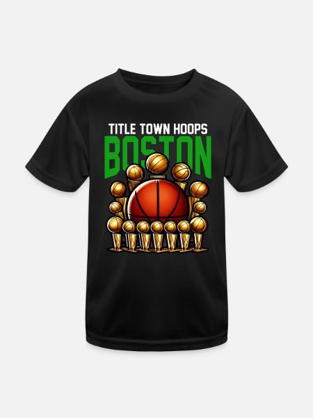 TITLE TOWN HOOPS - BASKETBALL - Kinder Funktions-T-Shirt - Schwarz - Vorne
