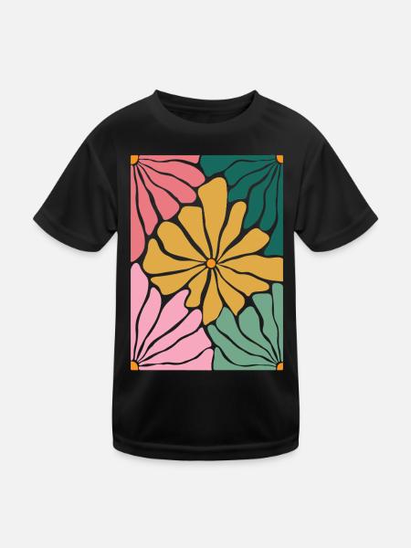 Boho Flowers - Kids Functional T-Shirt - black - Front