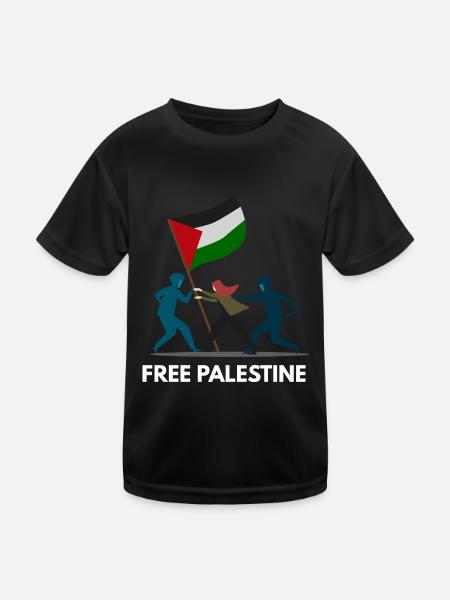 Freies Palästina - Kinder Funktions-T-Shirt - Schwarz - Vorne