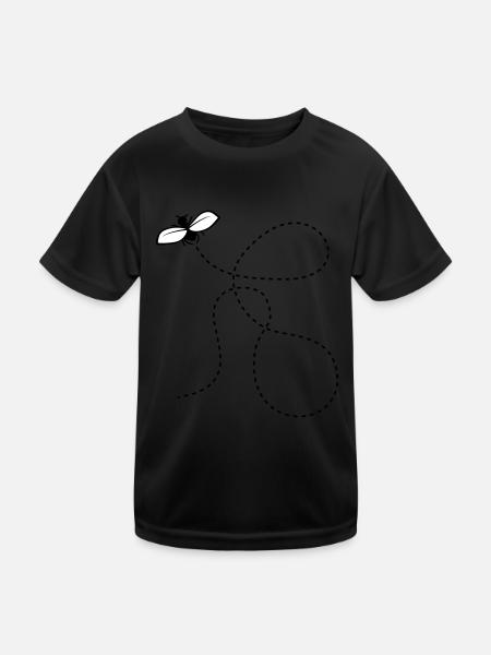 Dashed Line Fly - Kids Functional T-Shirt - black - Front