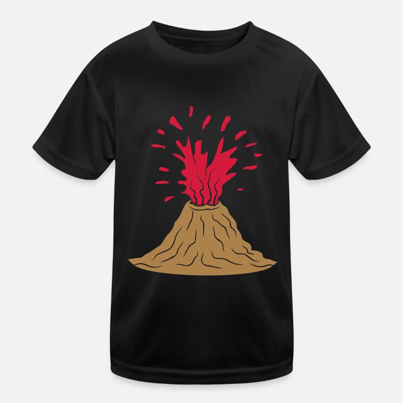 Vulkan Ausbruch Design Kinder Funktions-T-Shirt