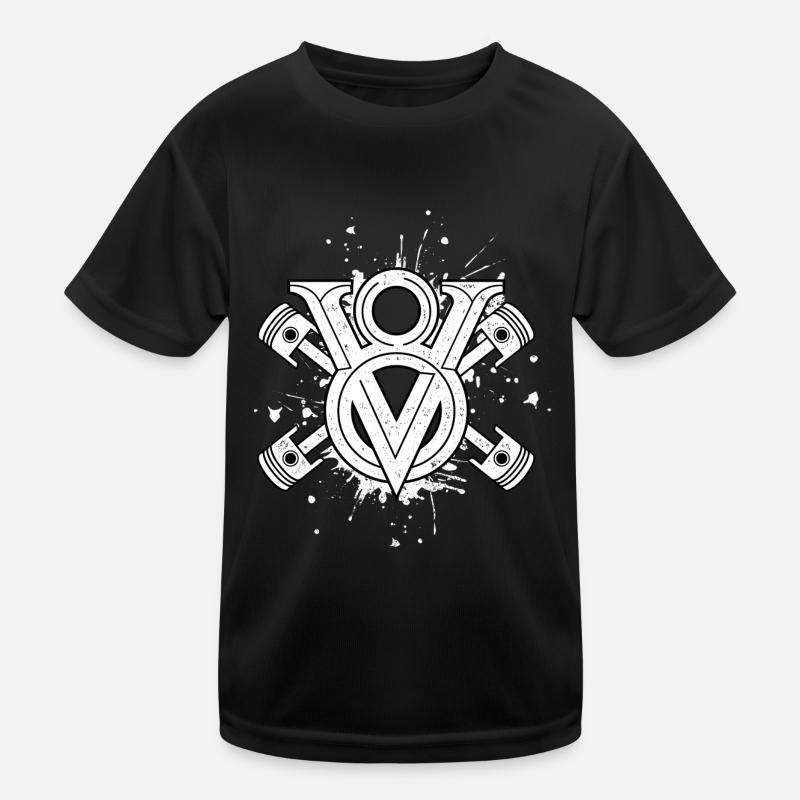 V8 cylinder engine design for muscle car fans Kids Functional T-Shirt