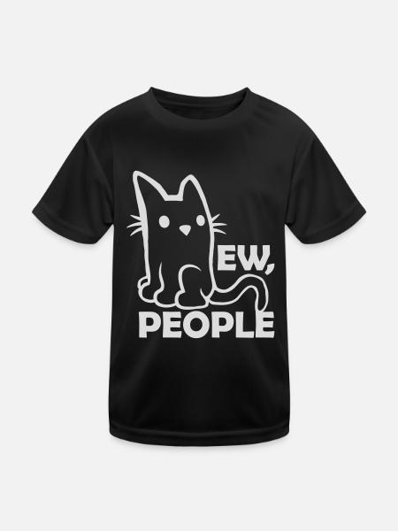 Saying ew people cat - Kids Functional T-Shirt - black - Front