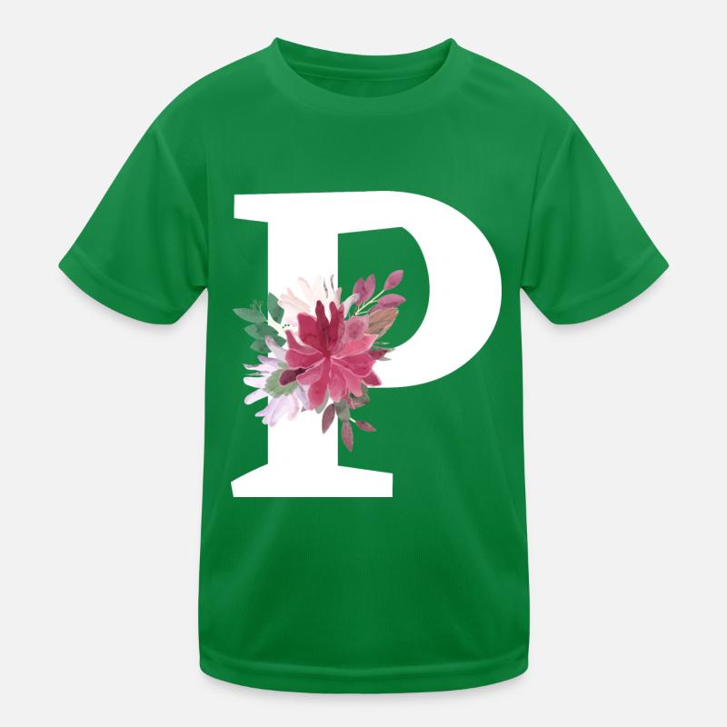 Buchstabe p blumig Kinder Funktions-T-Shirt