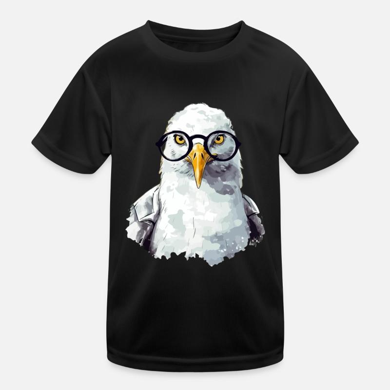 Miki the seagull with glasses Kids Functional T-Shirt