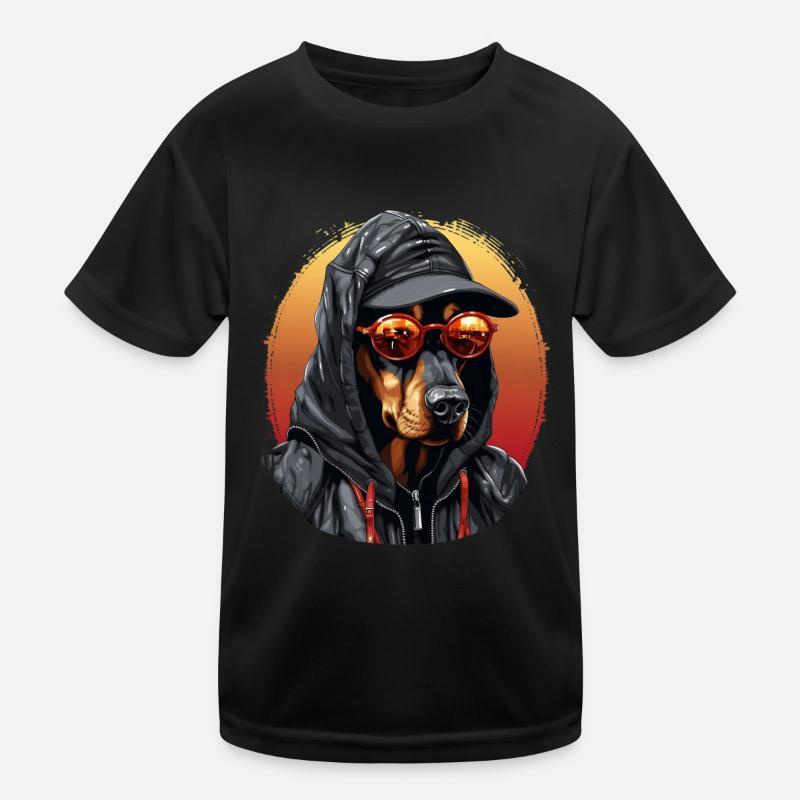 Elegant Doberman – Outline Graphics Kids Functional T-Shirt