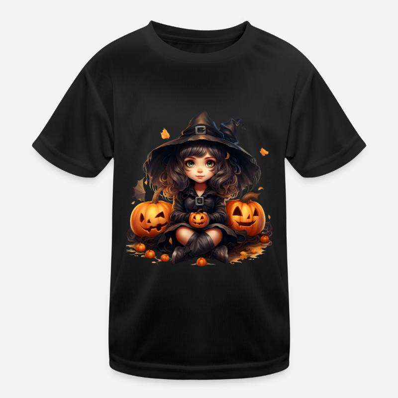 Halloween Pumpkin Witch Kids Functional T-Shirt