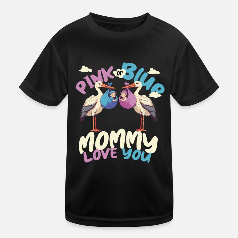 Rosa Storch Kinder Funktions-T-Shirt