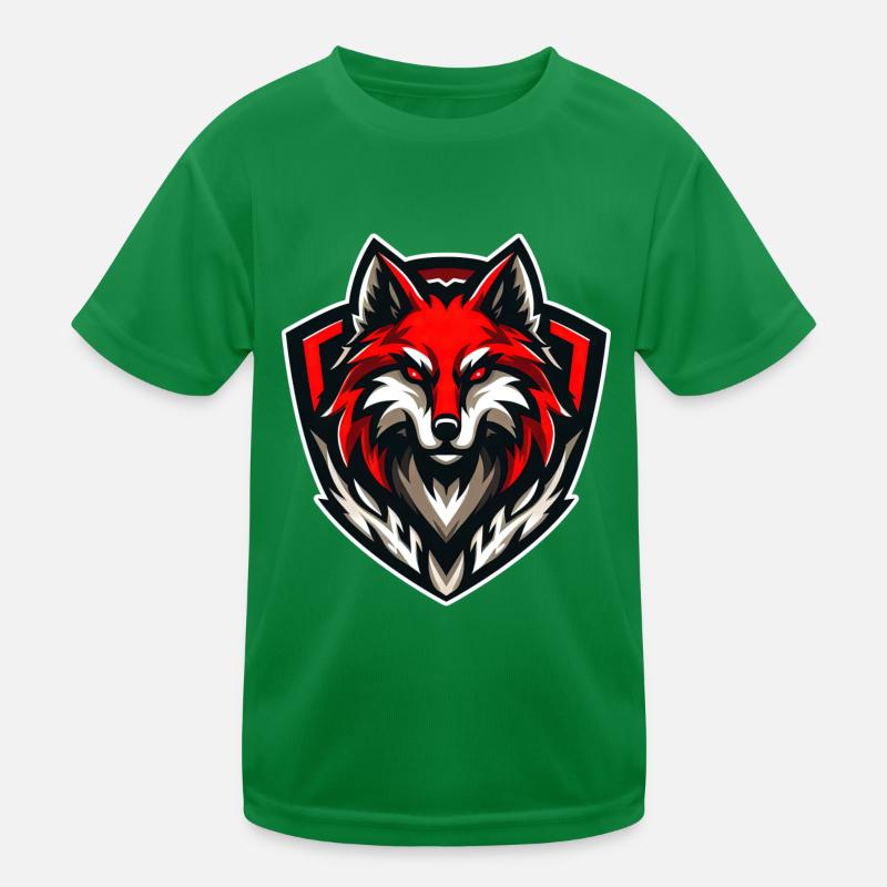 Wolf Illustration RED Emblem Kinder Funktions-T-Shirt