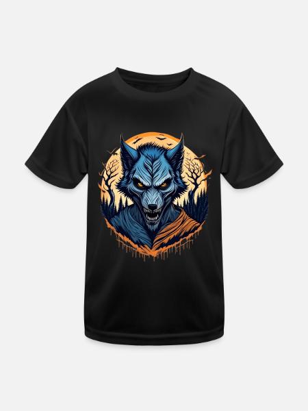 Gruseliges Halloween-partykostüm Werwolf - Kids Functional T-Shirt - black - Front