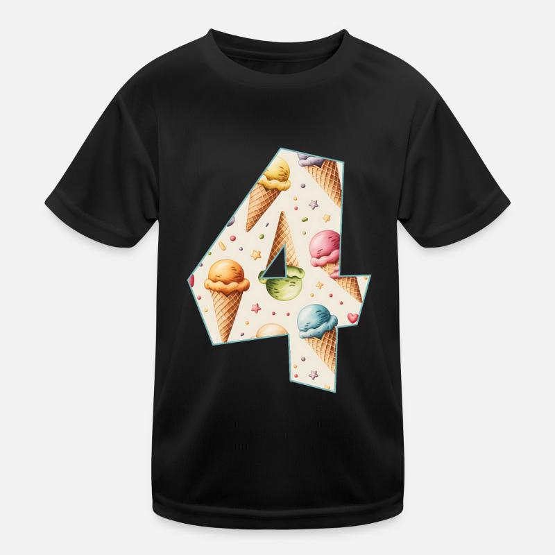 CREAM NUMBER 4 YEARS CREAM 4TH BIRTHDAY Kids Functional T-Shirt