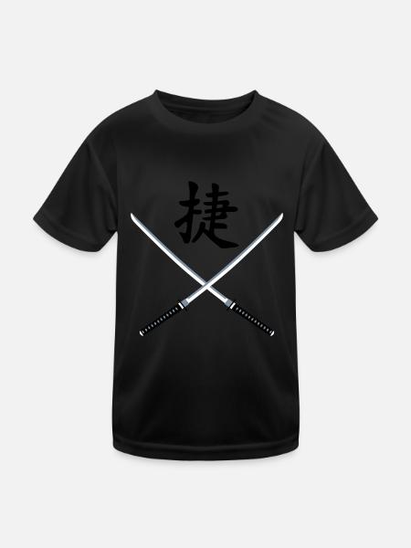 samurai_schwert_victory_3c - T-shirt sport Enfant - noir - Devant