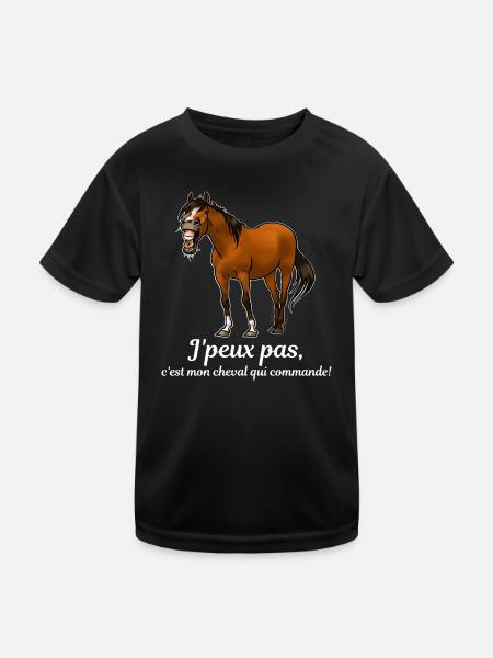 Mon cheval commande (blanc) - T-shirt sport Enfant - noir - Devant