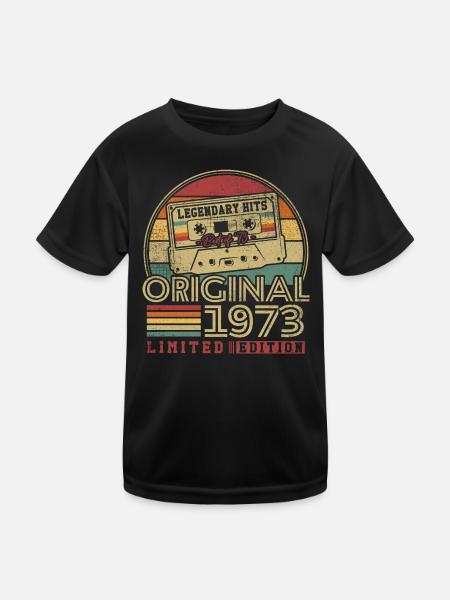 Original 1973 Vintage Birthday Gift 1973 - Kids Functional T-Shirt - black - Front