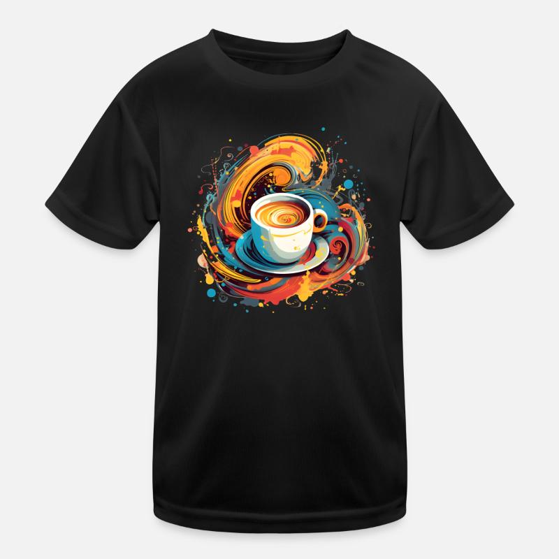 Kaffee Farbfleck Kunst Getränk Koffein Kunst Kinder Funktions-T-Shirt