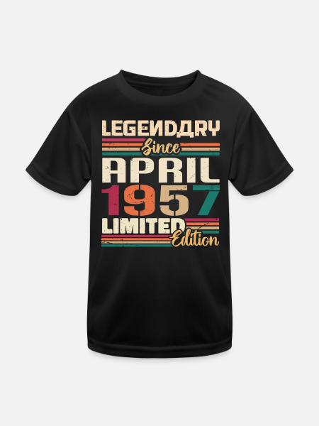 Legenden Werden Im April 1957 Geboren - 1957 - Kinder Funktions-T-Shirt - Schwarz - Vorne