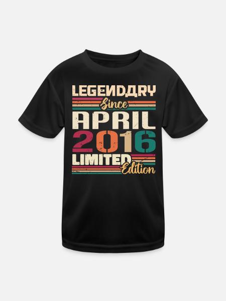 Legenden Werden Im April 2016 Geboren - 2016 - Kinder Funktions-T-Shirt - Schwarz - Vorne