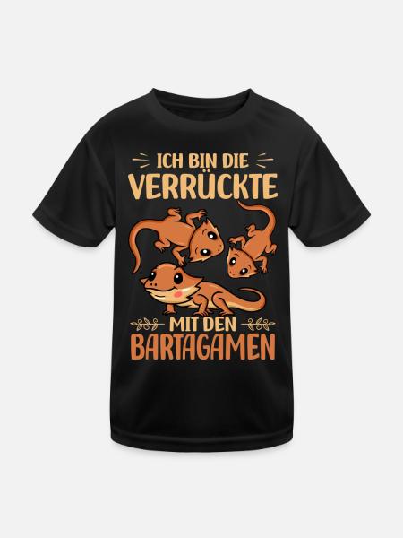Bartagamen - Kinder Funktions-T-Shirt - Schwarz - Vorne