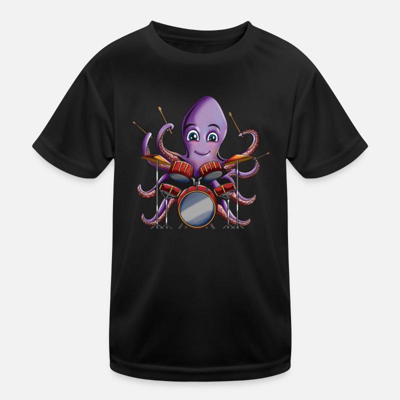 Drums Music Songs Octopus Band Drummer Kids Functional T-Shirt