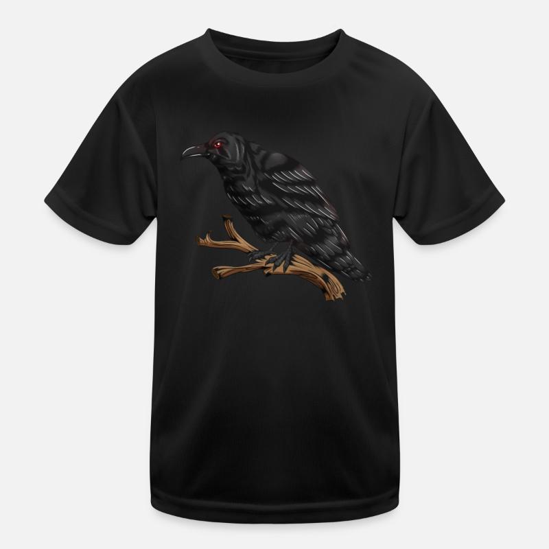 Rabe mit schwarzen Federn schlauer Singvogel Krähe Kinder Funktions-T-Shirt