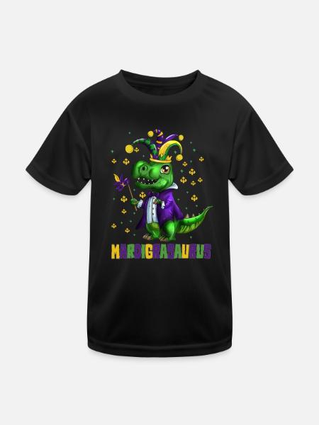 Kinder Fasching Umzug Dinosaurier Mardigrasaurus - Kinder Funktions-T-Shirt - Schwarz - Vorne