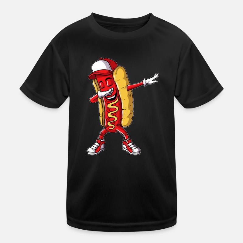 Hot Dog Dancing Dab Dabbing Fast Food Bun Sausage Kids Functional T-Shirt