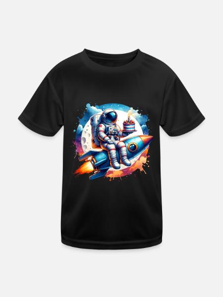 Astronaute fusée anniversaire - T-shirt sport Enfant - noir - Devant