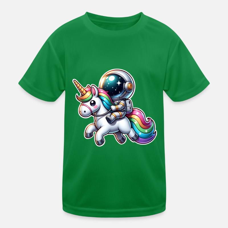 Astronaut reitet auf einem Einhorn Kinder Funktions-T-Shirt
