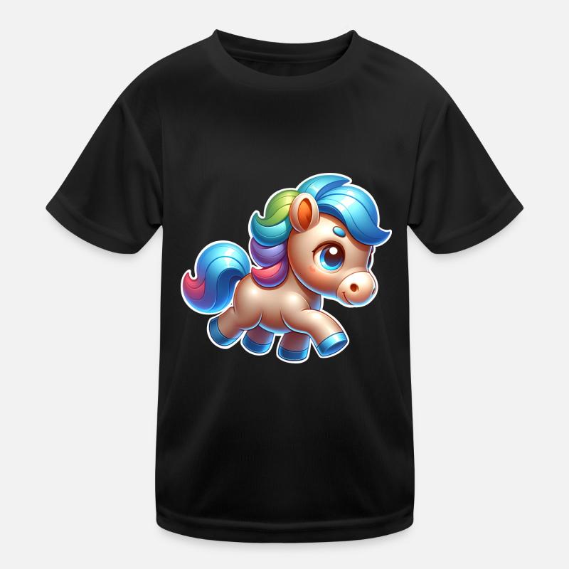 Pony - Kinder Funktions-T-Shirt - Schwarz